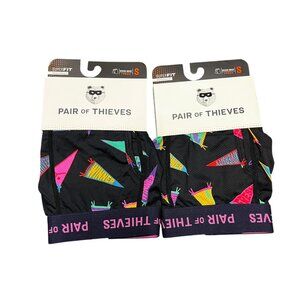 (2) Pair of Thieves SuperFit Men's Small Boxer Brief Black Collegiate‎ Flags NWT
